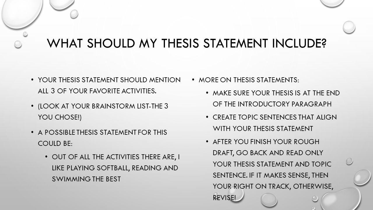 thesis statement sentence